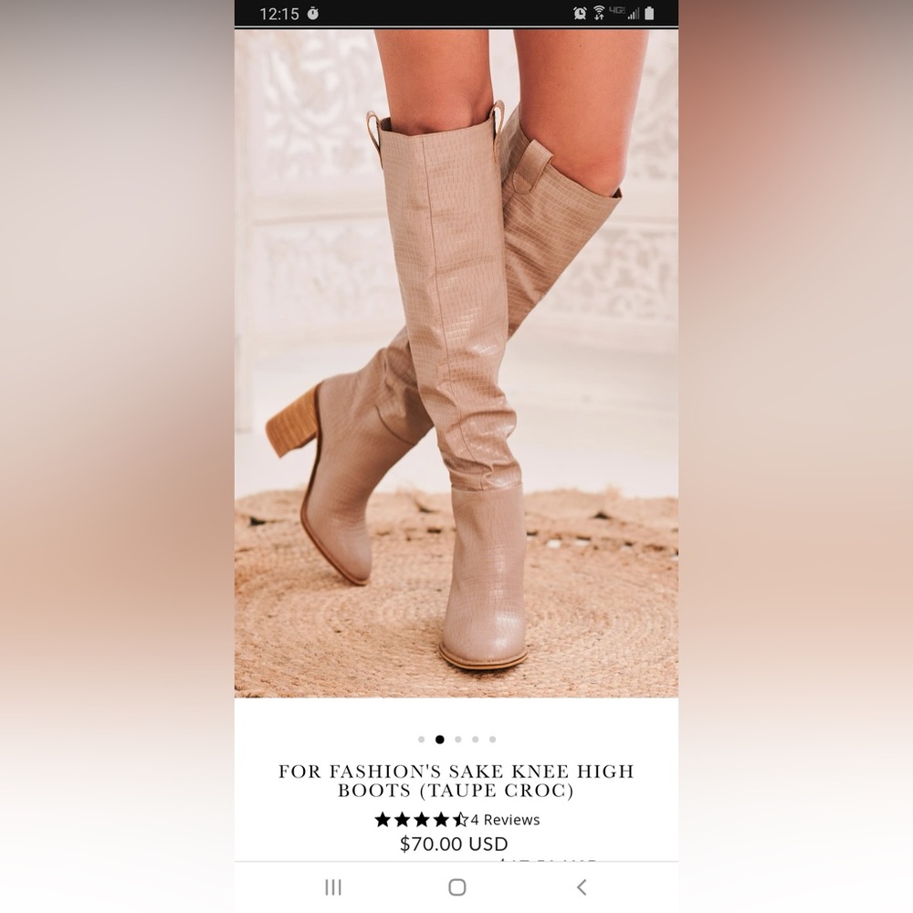 For Fashion’s Sake Knee High boots (Taupe Croc print)